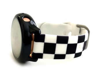 SAMSUNG black and white checkered silicone band for Samsung Galaxy Active 40mm Women Band Gold Galaxy 42mm Samsung Galaxy Active2 40mm 44mm