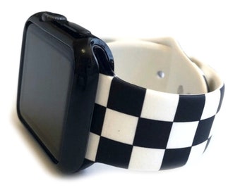 Black and white Checkered print Apple Watch Band men’s and women’s apple watch band 38mm 40mm 41mm 42mm 44mm 45mm 46mm 49mm series 10