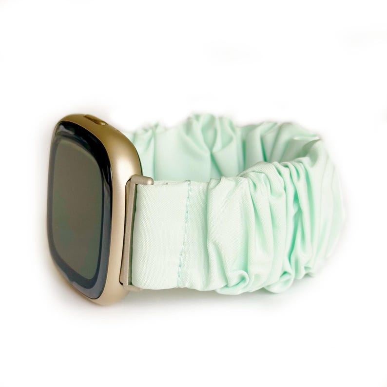 WATERPROOF SCRUNCHIE elastic watch band for fitbit versa 1, versa 2, versa 3, Versa 4, Sense, and Sense 2 watch bands MINT