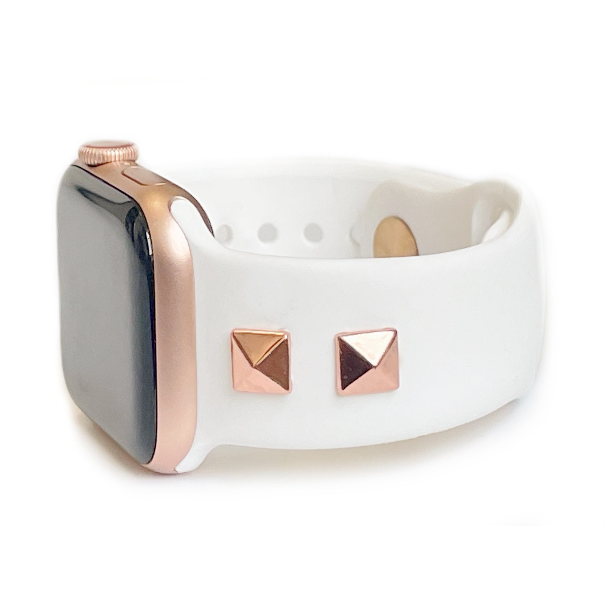 White and Gold Studded Silicone Apple Watch Band Bundle Womens Apple Watch Band Apple Watch Band 38mm 40mm 42mm 44mm 45mm 49mm Series 1 9 Etsy Canada