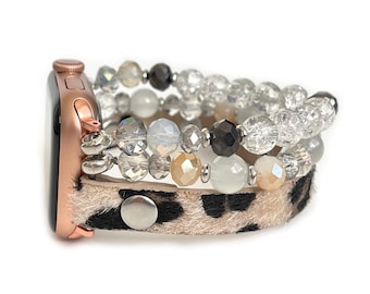 URBANISTA Apple Watch band Woman, leopard and beaded Women's apple watch Band 38mm 40mm 41mm 42mm 44mm 45mm 49mm