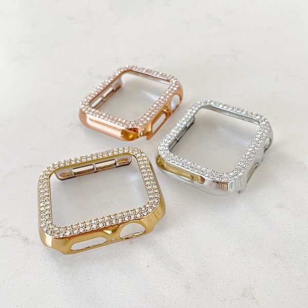 CRYSTAL Covers for Apple Watch in Gold, Silver and Rose Gold hard plastic, protective Case for Apple Watch, Frame for Apple watch