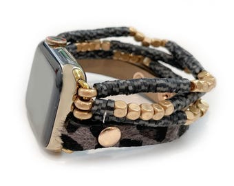 URBANISTA Apple Watch band Woman, leopard and beaded Women's apple watch Band 38mm 40mm 41mm 42mm 44mm 45mm 49mm