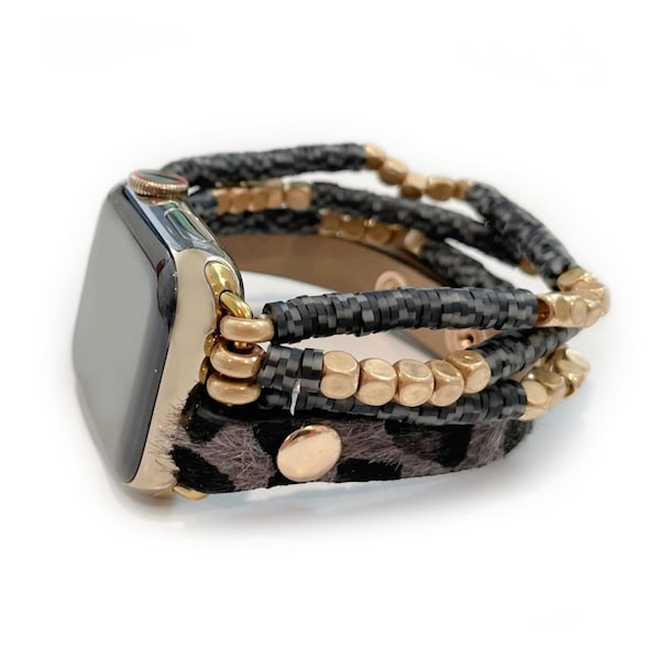 URBANISTA Apple Watch band Woman, leopard and beaded Women's apple watch Band 38mm 40mm 41mm 42mm 44mm 45mm 49mm