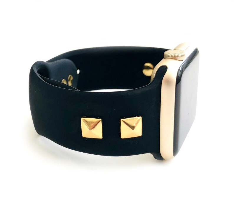Silicone studded Black and Rose Gold Apple Watch Band bundle Etsy