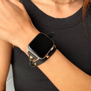 The Rockstar Wrap, leather studded band for Apple Watch women&#39;s apple watch band 38mm 40mm 41mm 42mm 44mm 45mm 46mm 49mm, studded apple band
