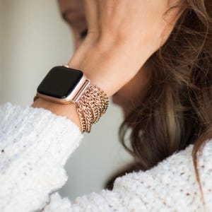 Kedja Apple Watch-armband, 38 mm 40 mm 41 mm 42 mm 44 mm 45 mm 46 mm Apple Watch-armband, Apple Watch-armband för kvinnor, guld, roséguld, silver