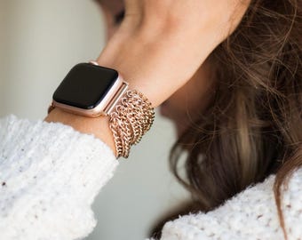 Chain Apple watch band, 38mm 40mm 41mm 42mm 44mm 45mm 46mm Apple Watch Band, women’s Apple Watch band, Gold, Rose Gold, Silver