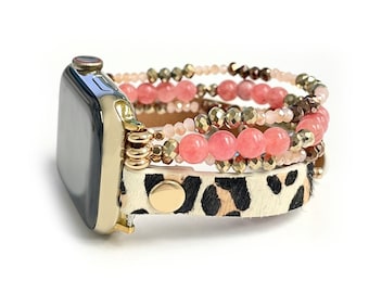 URBANISTA Apple Watch band Woman, leopard and beaded Women's apple watch Band 38mm 40mm 41mm 42mm 44mm 45mm 46mm 49mm