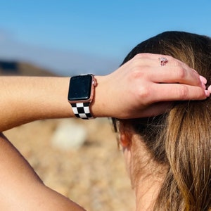 Black and white Checkered print Apple Watch Band men’s & women’s apple watch band 38mm 40mm 41mm 42mm 44mm 45mm 46mm 49mm 1-10 racing band