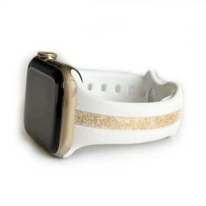 Sportlich schickes Silikon Armband für Apple Watch mit Glitzerstreifen 38 mm 40 mm 41 mm 42 mm 44 mm 45 mm, Serie 1-10