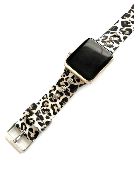 Women's Leopard Print Steel Mesh Apple Watch Band