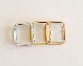 Fundas brillantes a presión para Apple Watch en dorado, plateado y oro rosa. Estuche protector para Apple Watch, marco para Apple Watch.