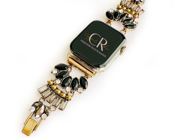 Gatsby Onyx and Gold Apple Watch Band