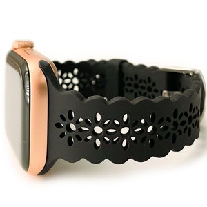 Lace Silicone Apple Watch Band laser cut women’s apple watch band, apple watch band 38mm 40mm 41mm 42mm 44mm 45mm 46mm 49mm series 1-10 49mm