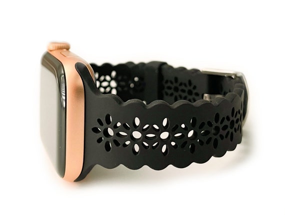 Lace Silicone Apple Watch Band Laser Cut Womens Apple Watch - Etsy