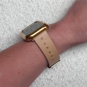 Das celebrity schwarze Leder mit gold, silber, rose gold beschlagen für Fitbit Uhrenarmband Versa 1, Versa 2, Versa 3, Sense Fitbit Uhrenarmband Bild 12