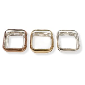 SHINY Covers for Apple Watch in Gold, Silver and Rose Gold pvc flexible, protective case for Apple Watch, protective frame for apple watch