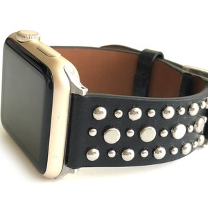 Diamond Gold Leather Watch Band for Apple Watch 49-38mm, Series 9-1 Ultra, (NEW) Wearlizer Leather Band Compatible with Apple Watch Bands  main image 2