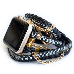 Boho Apple Watch band metallic silver wrap boho style band 40mm 41mm 42mm 44mm 45mm silver Apple Watch Band, apple watch band 42mm women,