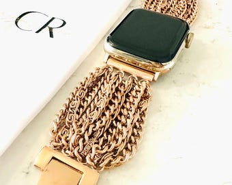 Chain Apple watch band, 38mm 40mm 41mm 42mm 44mm 45mm 46mm Apple Watch Band, women’s Apple Watch band, Gold, Rose Gold, Silver