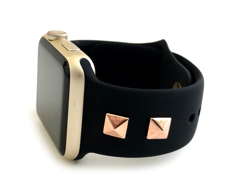 Silicone studded Black and Rose Gold Apple Watch Band bundle Etsy