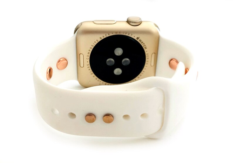 White and Rose Gold Studded Silicone Apple Watch Band Bundle Etsy