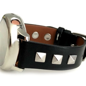 ROCKSTAR SAMSUNG black leather with studs for Samsung Galaxy Watch Active 40mm Women Band Gold Galaxy 42mm Samsung Galaxy Active2 40mm 44mm