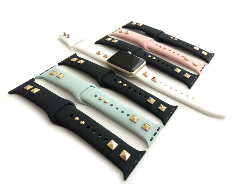 Silicone studded Black and Rose Gold Apple Watch Band bundle Etsy