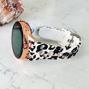 Leopard Silicone with crystal studs Samsung watch band for Samsung Galaxy Watch Active 40mm Galaxy 42mm Samsung Galaxy Active2 40mm 44mm