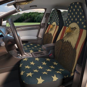 American Flag Eagle Car Seat Covers, Vintage, USA Flag, American Pride, Eagle, Patriotism, Americana