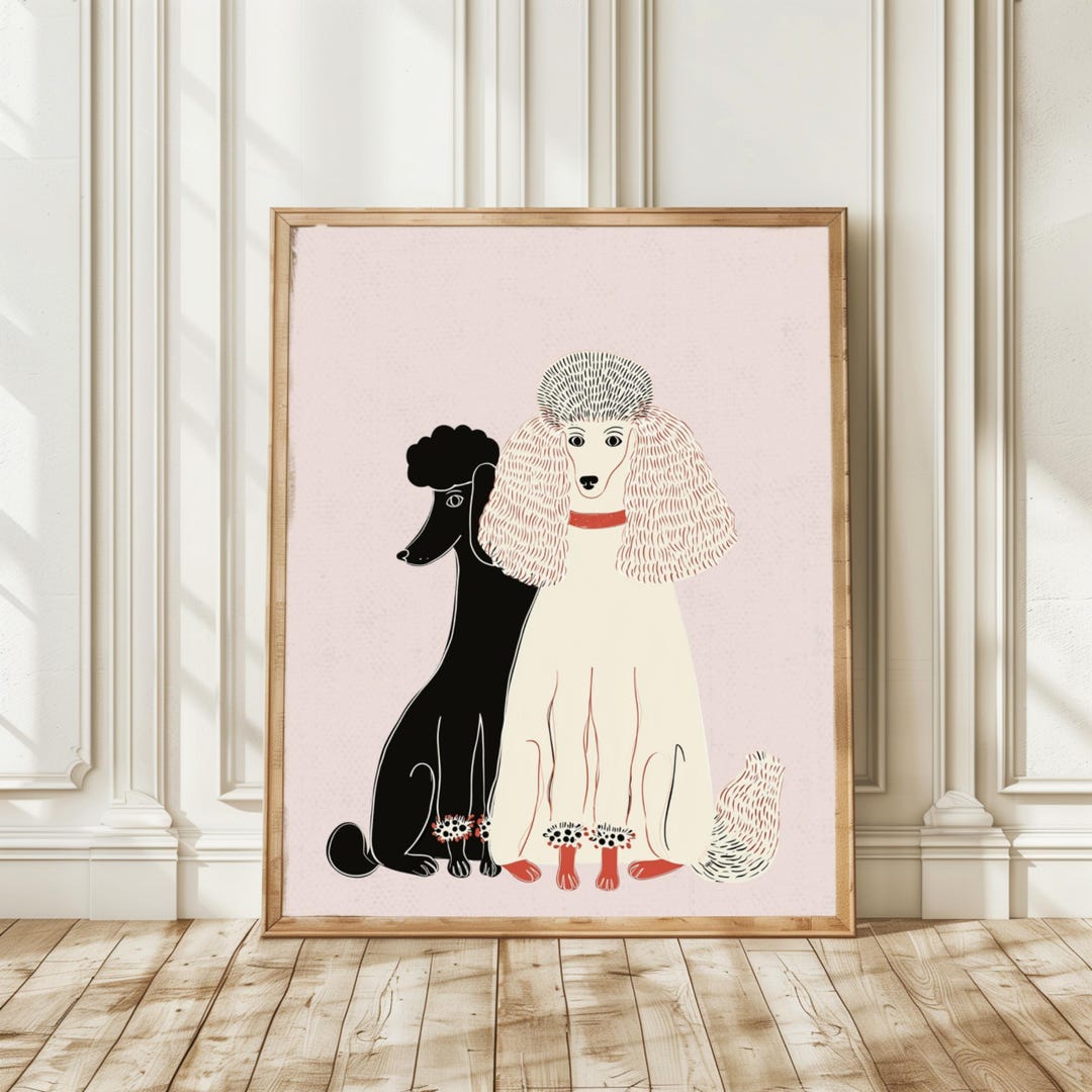 Minimalist Poodle Wall Art - Black an...