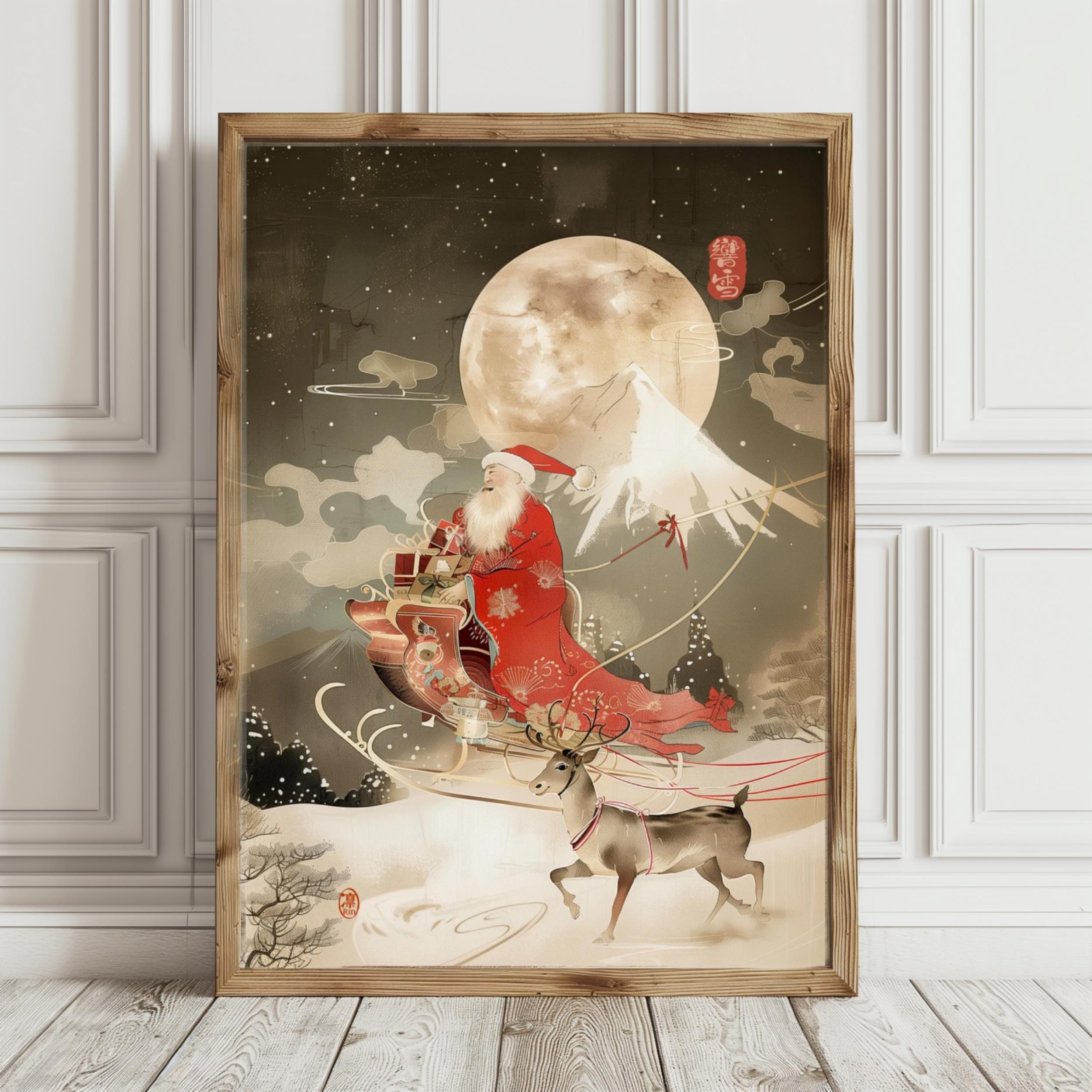 アメリカングラスサイン　サンタアンティーク金箔　ビンテージ Japan Santa - Etsy