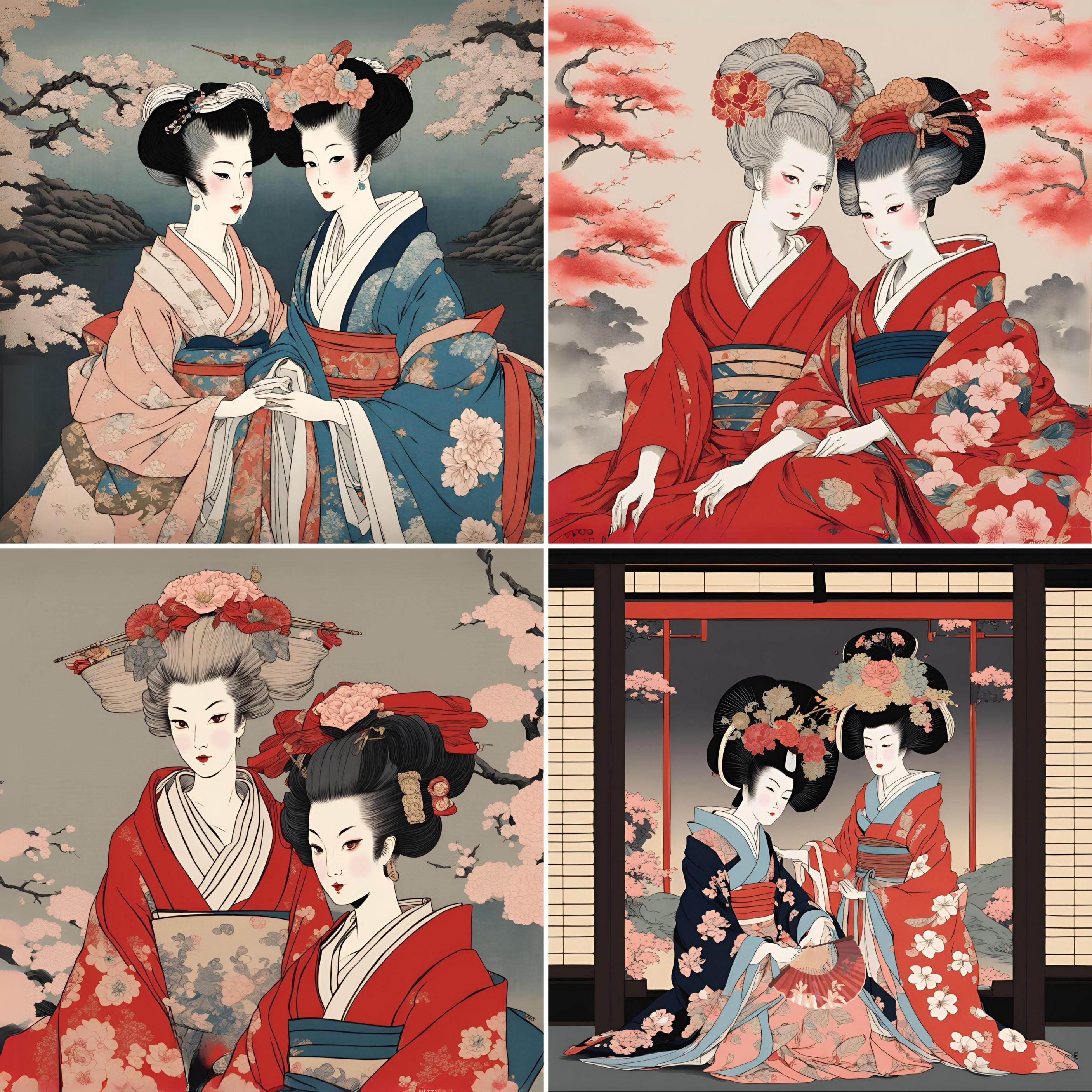 Modern Geisha Clipart Bundle – 66 Japanese Fashion Illustrations ...