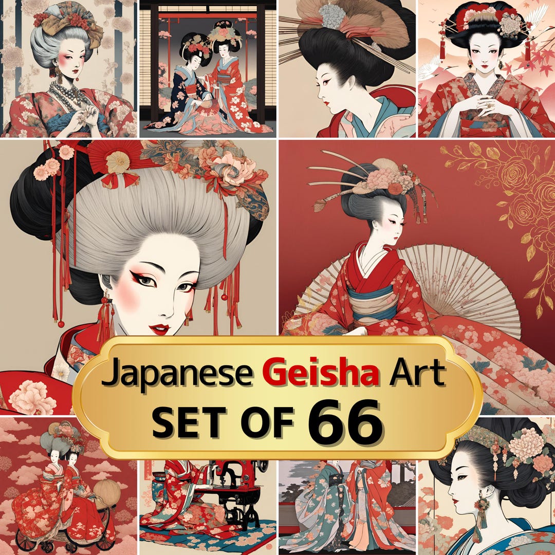 Modern Geisha Clipart Bundle – 66 Japanese Fashion Illustrations ...