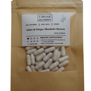 Lotus & Ginger Herbal Complex | 500mg Vegetarian Capsules | 10x Concentrated Extract | Non-GMO, No Fillers | Botanical Dietary Supplement