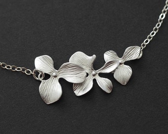 Trio del fiore dell'orchidea collana, gioielli da sposa, compleanno, regalo di damigella d'onore