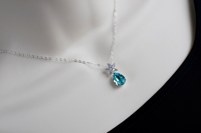 Sterling Silver Large Starfish Necklace with Cubic Zirconias
