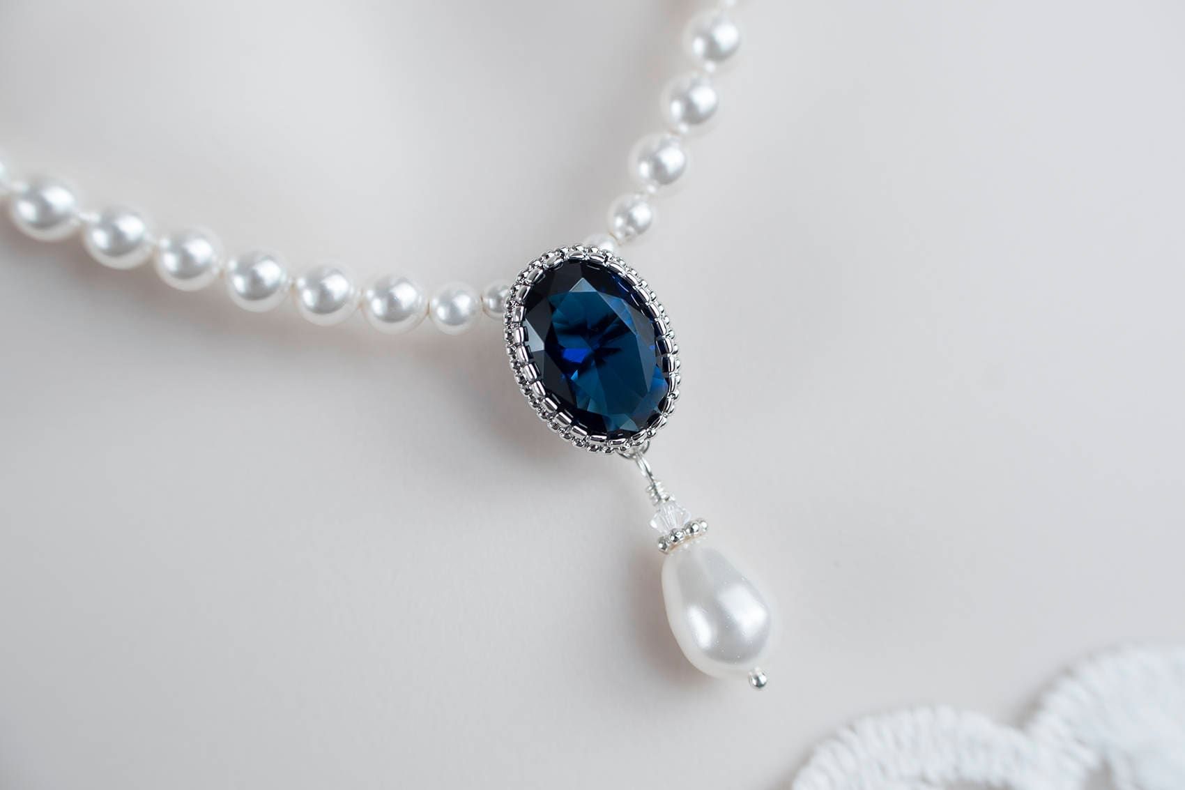 Blue Sapphire Bridal Necklace Necklace