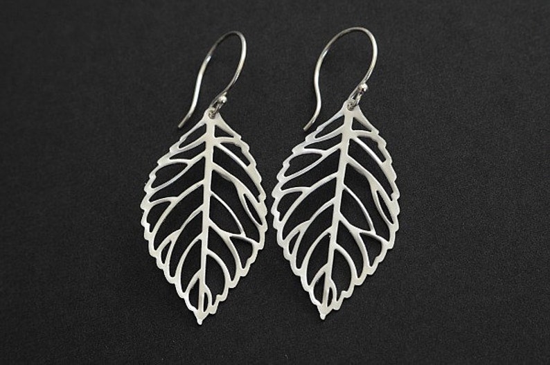 Silver Leaf Earrings image 1