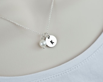 Initial Necklace, Monogram,Initial Silver Disc Necklace,Up to 5 Disc Charms Sterling Silver,Personalized Jewelry,Mom Sister Best Friend Gift