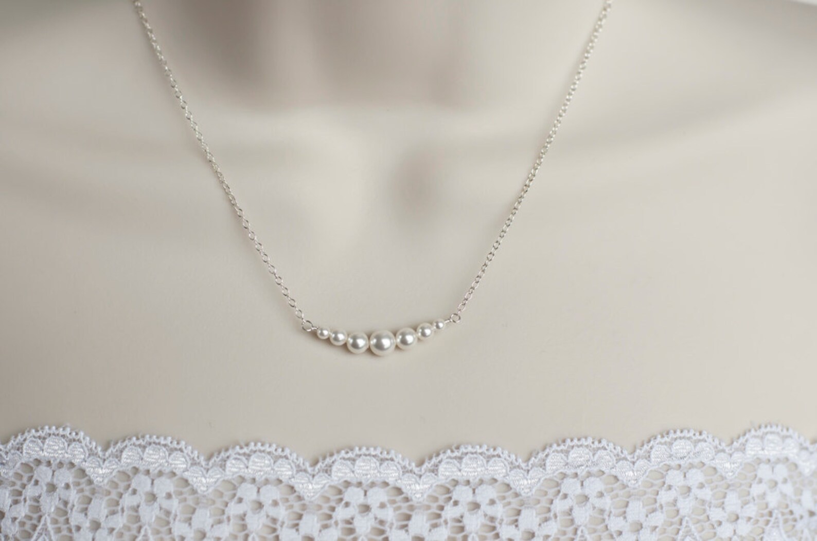 Bridal Pearl Necklace Swarovski Pearls Necklace Sterling Etsy