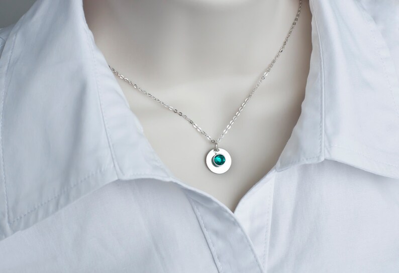 Birthstone Necklace, Sterling Silver Swarovski Birthstone Necklace image 3