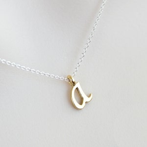 Initial Necklace, Sterling Silver Initial Necklace, Gold Script Initial Necklace, Alphabet Initial Charm Necklace, Petite Modern Necklace image 1