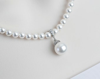 Bridal Necklace, Bridal Pearl Necklace,Wedding Jewelry, White/Ivory Swarovski Pearl Necklace