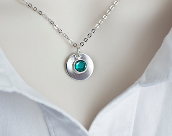 Birthstone Necklace, Sterling Silver Swarovski Birthstone Necklace