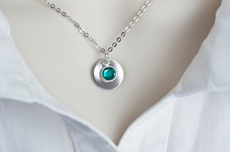 Birthstone Necklace, Sterling Silver Swarovski Birthstone Necklace image 1