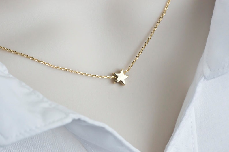 Tiny Gold Plated Star on Gold Plated Chain Modern Minimalist Necklace Gold Plated Star Necklace Tiny Star Necklace