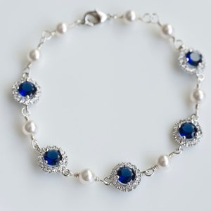 Bridal Bracelet, Blue Sapphire Bridal Bracelet, Something Blue Bracelet ...