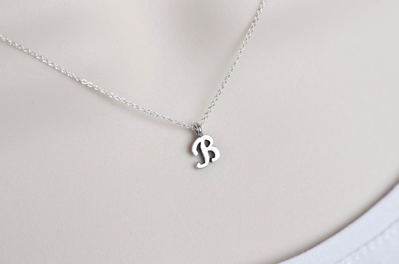 Initial Necklace, Sterling Silver Initial Necklace, Script Initial ...
